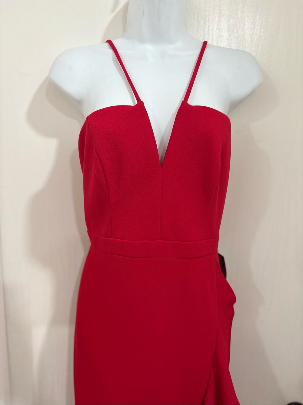 Xscape Red One-Shoulder Ruffle Evening Gown - Picture 2 of 8